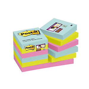 12 blokken herplaatsbare memo's Post-it® Super Sticky Miami 47,6 x 47,6 mm, per set 12 blokken herplaatsbare memo's Post-it® Super Sticky Miami 47,6 x 47,6 mm, per set