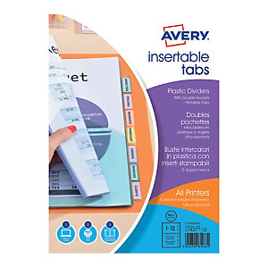 12 doubles pochettes intercalaires Avery polypro transparent 180 microns