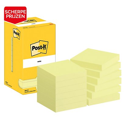 12 klassieke blokken Post-it® 76 x 76 mm kleur geel, per set - 1