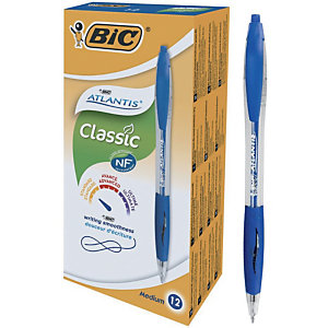 12 stylos-bille Bic® Atlantis coloris bleu