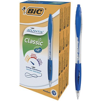 12 stylos-bille Bic® Atlantis coloris bleu - 1