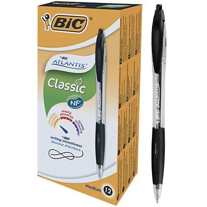 12 stylos-bille Bic® Atlantis coloris noir - 1