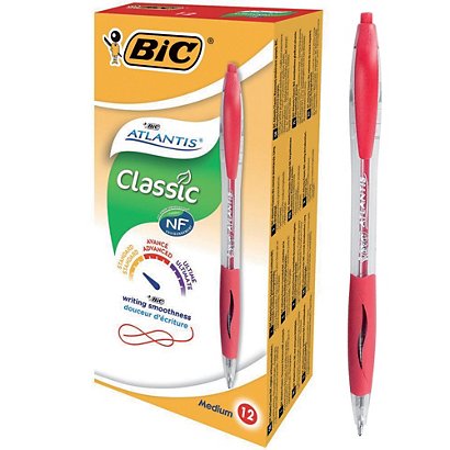 12 stylos-bille Bic® Atlantis coloris rouge - 1