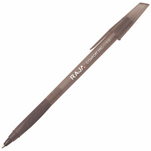 12 stylos à bille Confort Stic Raja, pointe 1 mm, coloris noir, le lot
