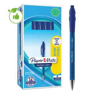 12 stylos-bille Paper Mate® Flexgrip ultra coloris bleu