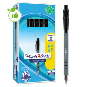 12 stylos-bille Paper Mate® Flexgrip ultra coloris noir