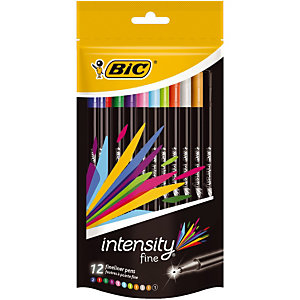 12 stylos feutres à pointe fine Intensity Bic coloris assortis