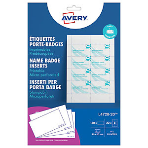 160 badges imprimables Avery - 60 x 90 mm