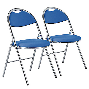 2 blauwe vouwstoelen Super Comfort