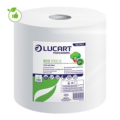 2 bobines d'essuyage blanches Eco Lucart, 1000 formats - 1
