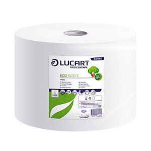 2 bobines d'essuyage blanches Eco Lucart, 1500 formats