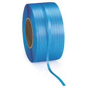 2 bobines feuillard polypropylène bleu largeur 12mm, diamètre 200 mm.