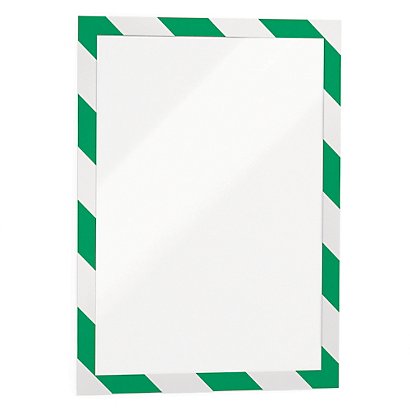 2 cadres d'affichages dos adhésif DURAFRAME SECURITY A4 bicolore vert/blanc, le lot - 1