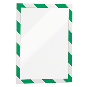 2 DURAFRAME SECURITY informatie borden met zelfklevende achterzijde A4 groen en wit