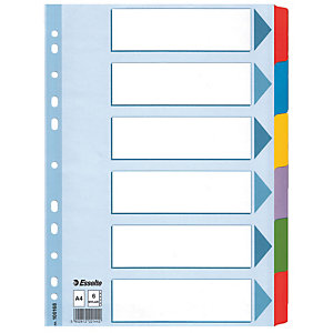 2 jeux d' intercalaires 6 touches multicolores Esselte en carton renforcé format A4