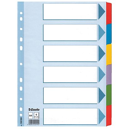 2 jeux d' intercalaires 6 touches multicolores Esselte en carton renforcé  format A4 - Intercalaires