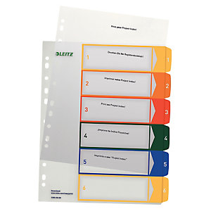 2 jeux d'intercalaires imprimables 6 touches numériques multicolores Leitz en polypro format A4 maxi
