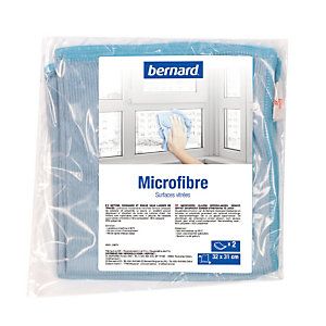 2 lavettes microfibres pour vitres 30x31 cm Bernard