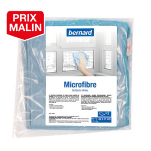 2 lavettes microfibres pour vitres 30x31 cm Bernard