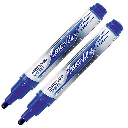 2 marqueurs effaçables Velleda encre liquide bleus 5 mm - 1