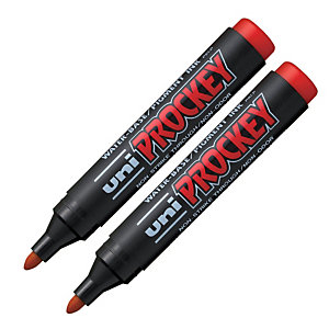 2 marqueurs permanents Uni-ball Prockey coloris rouge