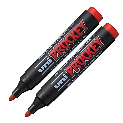 2 marqueurs permanents Uni-ball Prockey coloris rouge - 1
