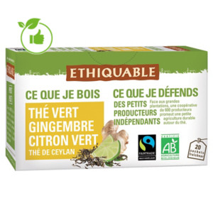 2 paquets Thé Vert Gingembre/ Citron vert Ethiquable