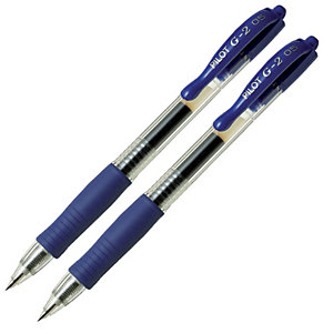 2 stylos bille Pilot G2 -05 coloris bleu