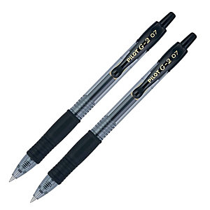 2 stylos-bille Pilot G2-07 coloris noir