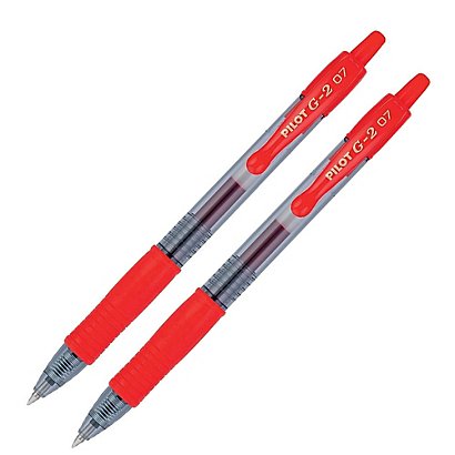 2 stylos-bille Pilot G2-07 coloris rouge - 1