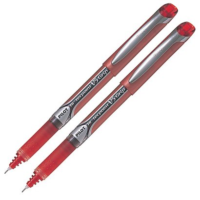 2 stylos rollers V-Ball 05 Hi- Tecpoint Grip Pilot coloris rouge - 1