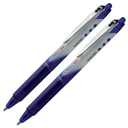 2 stylos rollers V-Ball 05 Pilot rétractable coloris bleu - 1