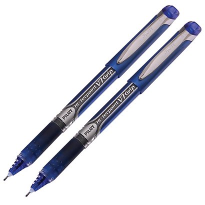 2 stylos rollers V-Ball 07 Hi- Tecpoint Grip Pilot coloris bleu - 1