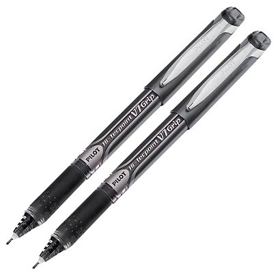 2 stylos rollers V-Ball 07 Hi- Tecpoint Grip Pilot coloris noir - 1