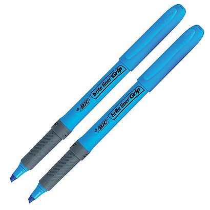 2 surligneurs Bic Highlighter grip coloris bleu - 1