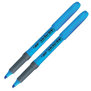 2 tekstmarkers Bic Highlighter grip kleur blauw