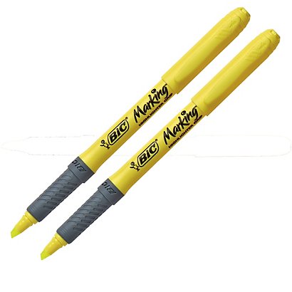 2 tekstmarkers Bic Highlighter grip kleur geel - 1