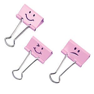 20 klemmen in metaal met dubbele clip 32 mm Emojis Rapesco, kleur roze, per doos