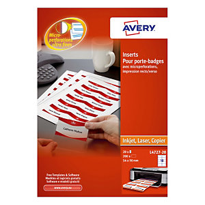 200 badges imprimables Avery - 54 x 90 mm