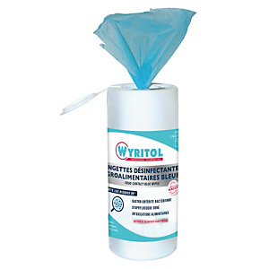 200 lingettes désinfectantes HACCP Wyritol bleues agro alimentaires 200 lingettes désinfectantes HACCP Wyritol bleues agro alimentaires