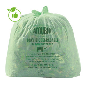 200 sacs biodégradables avec lien de fermeture 80 L