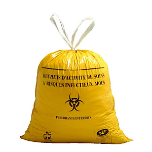 200 sacs poubelle à liens coulissants pour déchets hospitaliers DASRI 110 L 200 sacs poubelle à liens coulissants pour déchets hospitaliers DASRI 110 L