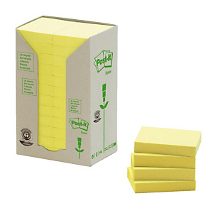 24 blocs notes repositionnables Post-it® recyclées jaune 38 x 51 mm 24 blocs notes repositionnables Post-it® recyclées jaune 38 x 51 mm