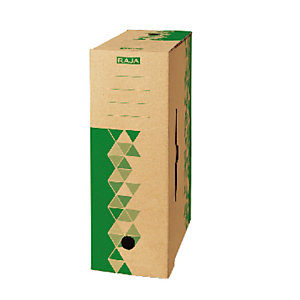 25 boites archives Raja, dos 10 cm, jusqu'à 15 kilos, certification FSC, coloris brun/vert
