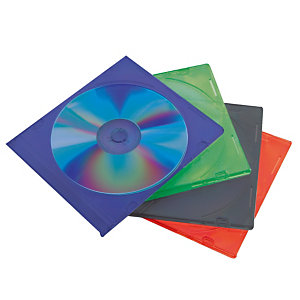 25 boitiers CD fins en plastique coloris assortis