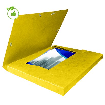 25 kaften met elastiek Cartobox 5/10e rug 2.5 cm kleur geel