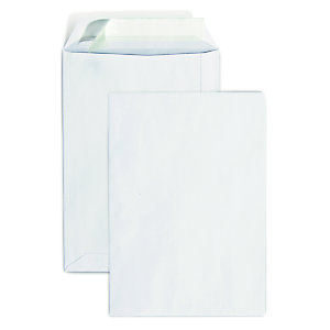 250 enveloppen Raja, wit perkament, 90 g, zelfklevende strook, zonder venster, 229 x 324 mm
