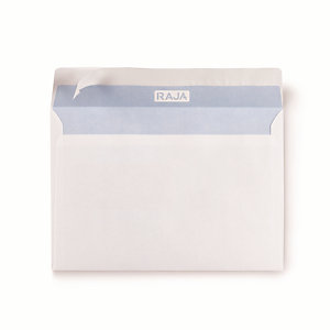 250 enveloppes blanches Raja, 100G, bande auto-adhésive, sans fenêtre, 229x324