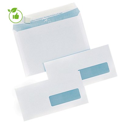 250 enveloppes C5 extra blanches Clairefontaine à bande protectrice 162 x 229 mm avec fenêtre 45 x 100 mm vélin 90 g - 1
