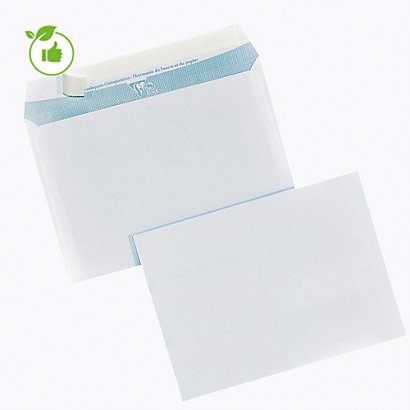 250 enveloppes C5 extra blanches Clairefontaine à bande protectrice 162 x 229 mm sans fenêtre vélin 90 g - 1